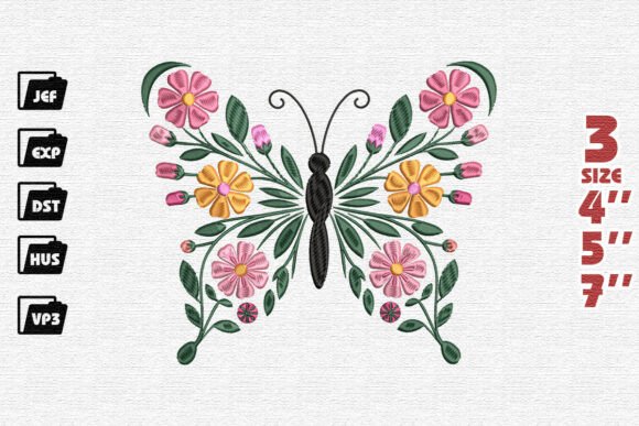 Blooming Butterfly Embroidery: A Delightful Design for Personalized Gifts
