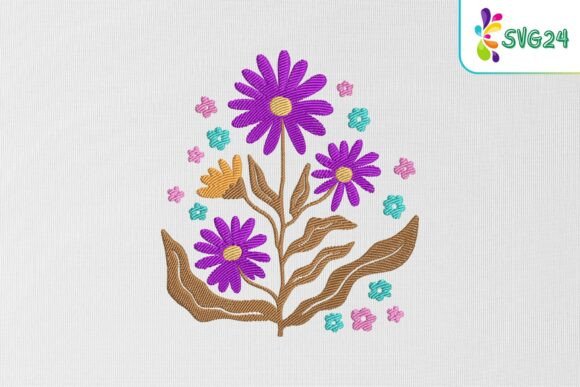 Colorful Wildflowers: A Vibrant Embroidery Design for Creative Sellers
