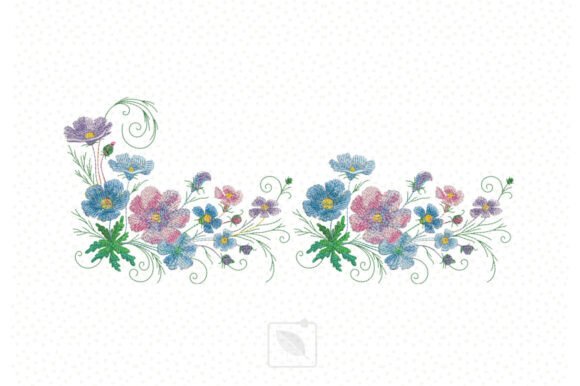 Cosmos Flower Border: A Delicate Embroidery Design for Personalized Gifts