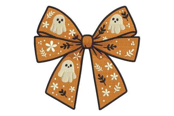 Cute Ghost Halloween Bow Embroidery: A Festive Design for Seasonal Success