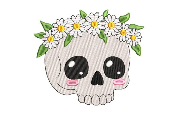 Cute Halloween Skull with Flowers: A Design Review for Boutique Embroidery