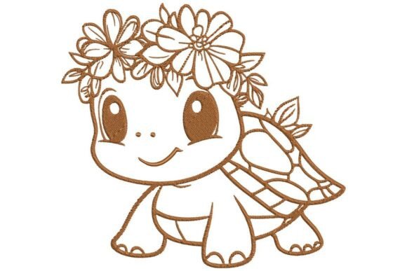 Cute Turtle with Daisy Crown Embroidery Design Review