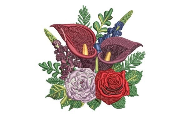 Dark Red Floral Bouquet Embroidery Design Review