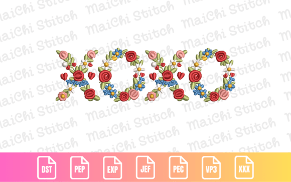 Floral XOXO: A Romantic Embroidery Design for Personalized Gifts