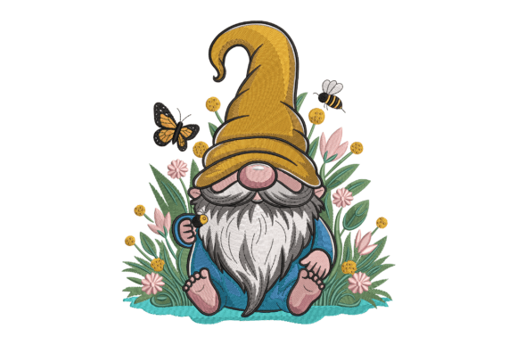 Gnome with Flowers and Bees Embroidery Design Review
