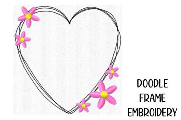 Heart Doodle Frame with Flowers Embroidery Review