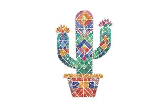 Mosaic Cactus Embroidery Design Review: A Bold, Colorful Statement