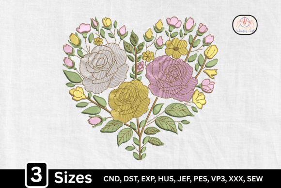 Pastel Flower Roses Heart Embroidery Design Review