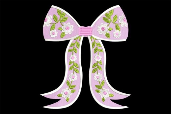 Pink Bow with Flowers Embroidery Design Review