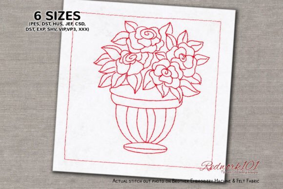 Pleasant Rose Flower Pot Redwork Review: A Timeless Embroidery Design