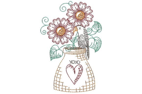 Primitive Crow and Flowers Embroidery Design Review