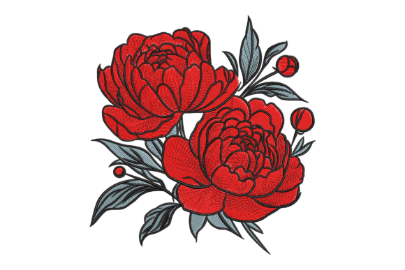 Red Peony Flowers Embroidery Design Review