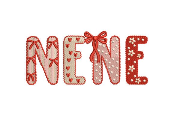 Red Pink NENE Text with Bow and Flowers Review for Apparel Projects