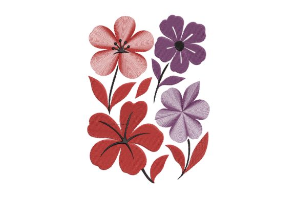 Red Purple Flowers Embroidery Design Review for Business Use