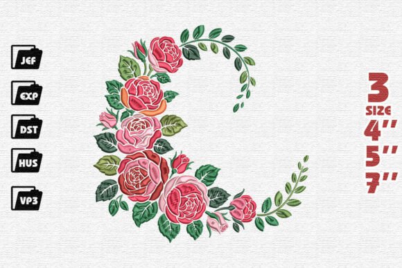 Rose Crescent Embroidery Design: A Timeless Holiday Addition