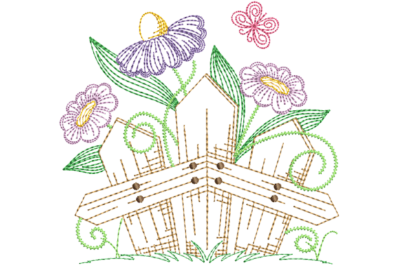 Spring Fence and Flowers Embroidery File Review