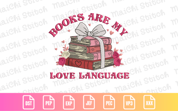 Stacked Books Valentine Embroidery Design Review