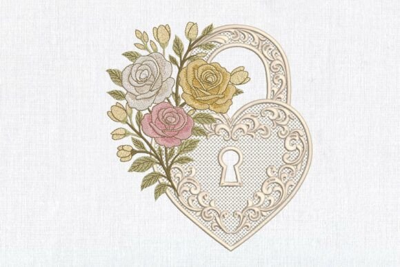 Vintage Romantic Heart Lock Lace Wedding